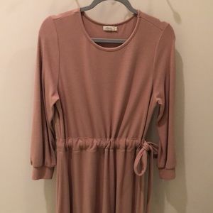 Cinch-waist Sweatshirt Dress Side Tie